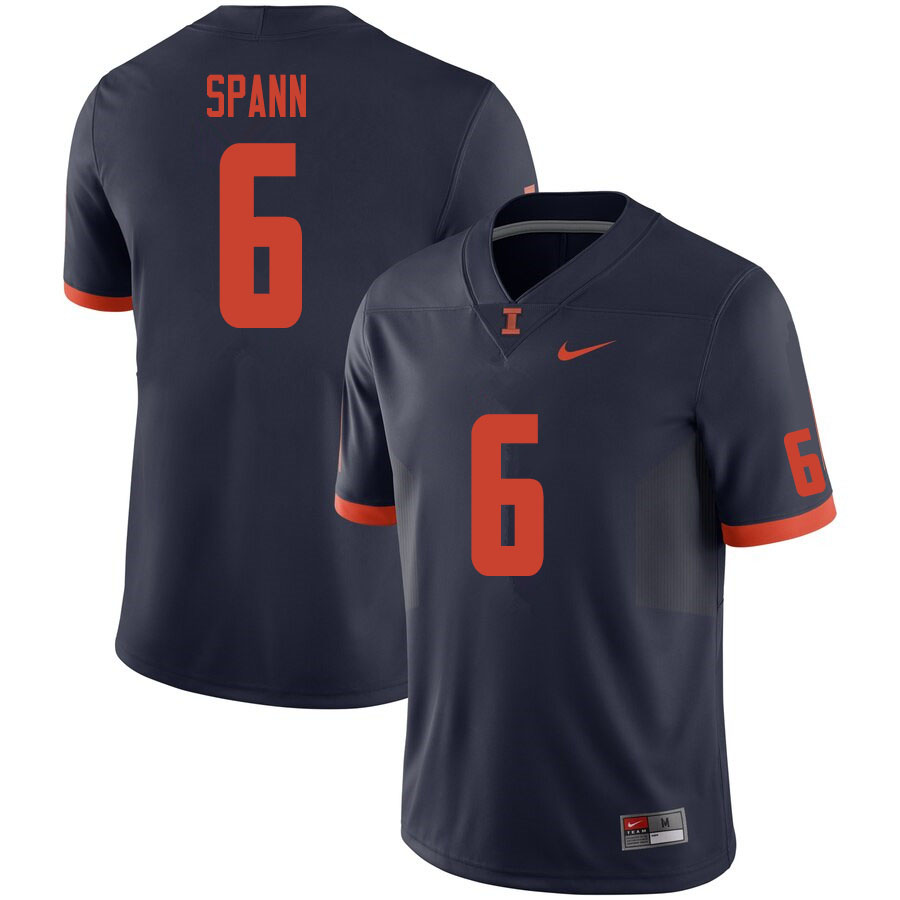 Men #6 Deuce Spann Illinois Fighting Illini College Football Jerseys Sale-Navy